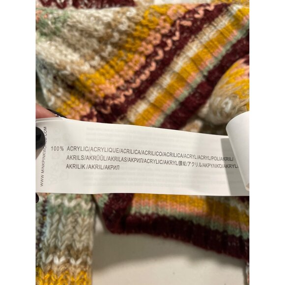 New Minkpink Multicolor Striped Knit Sweater XS Long Puff Sleeves - Picture 8 of 9